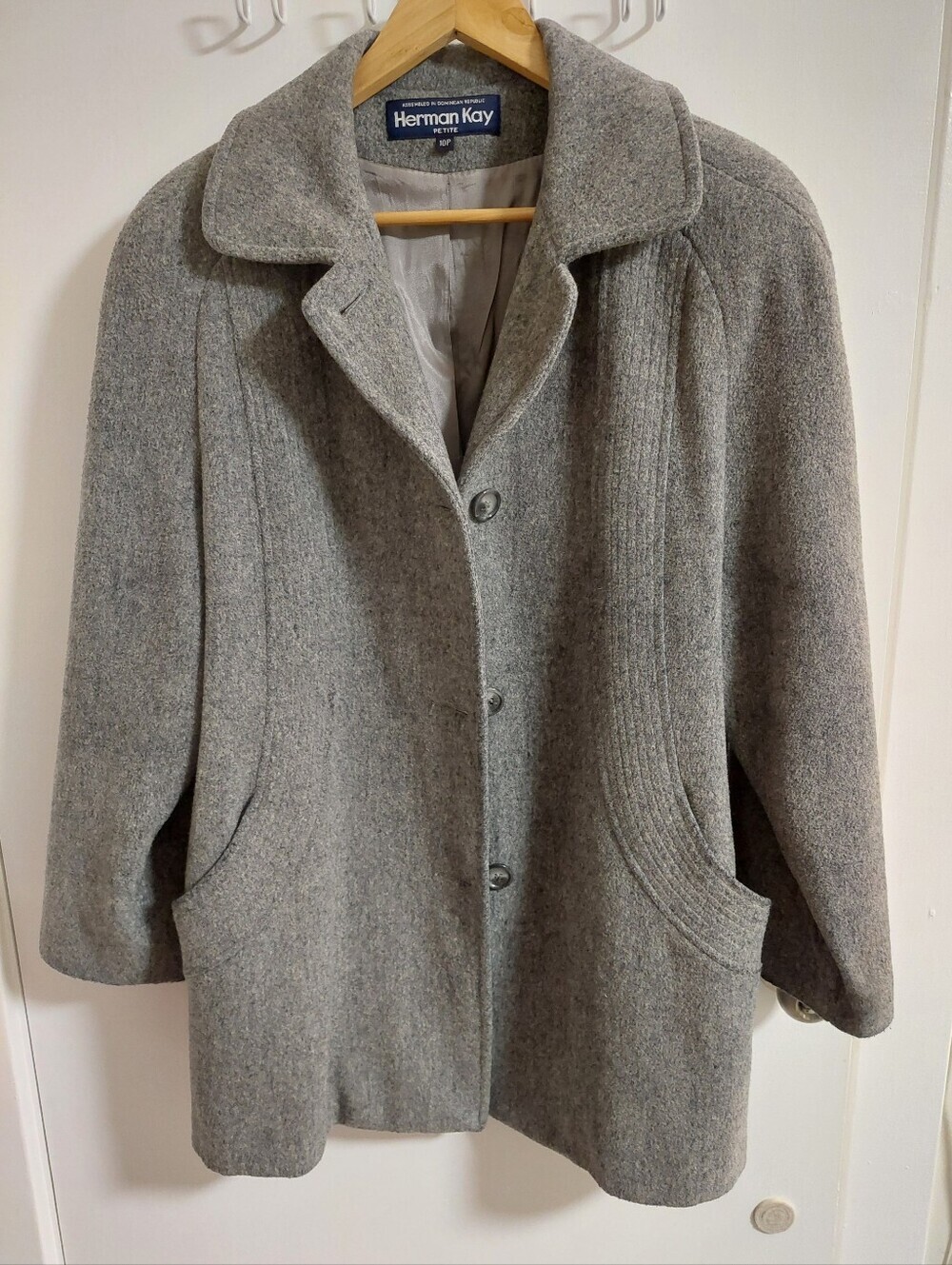 Herman Kay Women's Gray Wool Coat Jacket - Picture 1 of 6